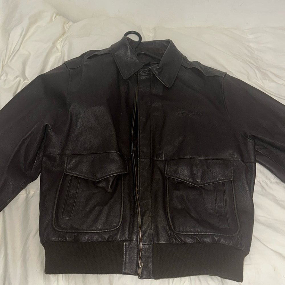 Vintage leather bomber jacket